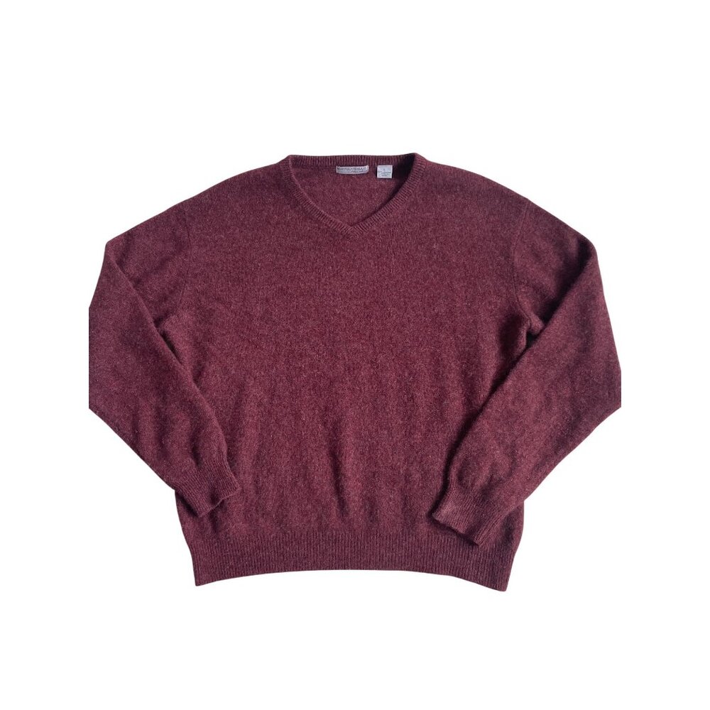 American Blue Pure Cashmere Mens Large 100% Cashmere V-Neck Pullover Sweater Red
